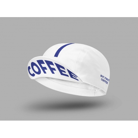 Cois Cycling Radmütze BUT FIRST COFFEE weiß