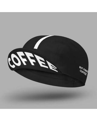 Cois Cycling Radmütze BUT FIRST COFFEE schwarz