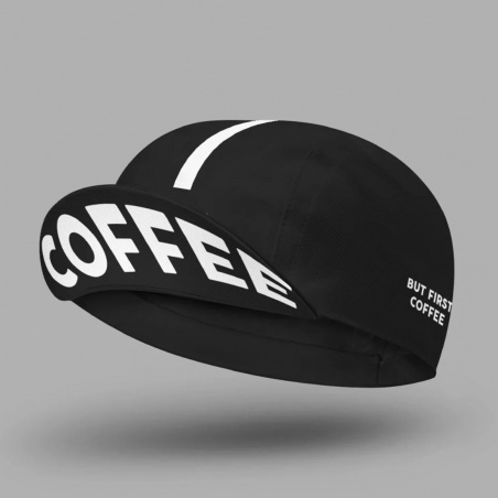 Cois Cycling Radmütze BUT FIRST COFFEE schwarz